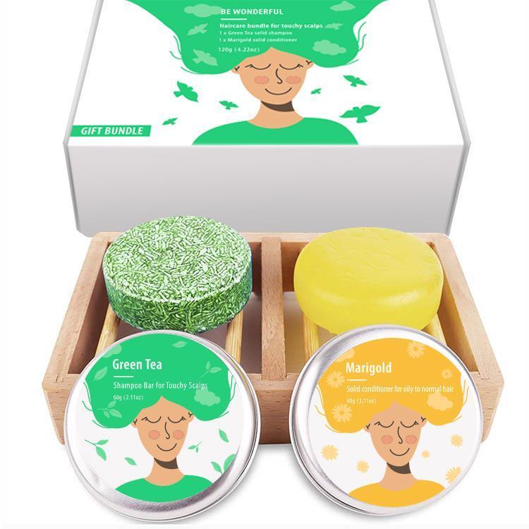 Натуральное мыло для волос с экстрактом имбиря и зеленого чая в упаковке, OEM