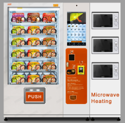 Торговый автомат с сенсорным экраном и микроволновой печью для ланч-боксов