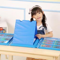 Набор канцелярских принадлежностей синего цвета для детей, 208 шт.