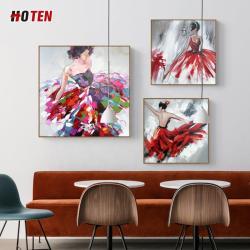 Рручная роспись "Женское красное платье", масло