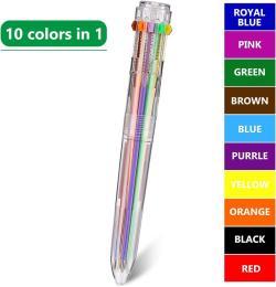 Прозрачная многоцветная шариковая ручка 10 в 1, рекламный подарок с логотипом (арт. 21082065)
