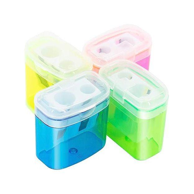 Пластиковая точилка для карандашей с двумя отверстиями, портативная, на заказ (арт. 21082146)