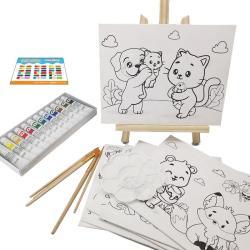 Набор для рисования для детей, 26 предметов, мдф-рамка и мольберт из сосны (арт. 04111546)