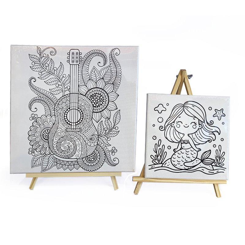 Детский набор для рисования с мультяшными рисунками и холстом на раме (арт. 04111554)