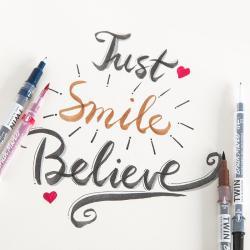 Маркеры для каллиграфии и живописи, тонкий и кистевой наконечник, для рисования и письма (арт. 2711783)