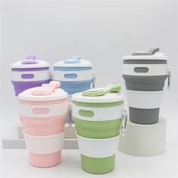 Складной силиконовый термостойкий стакан с карабином для чая и кофе, многоразовый (арт. 2611601)