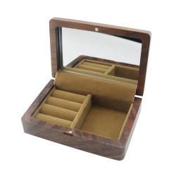 Прямоугольная деревянная шкатулка из бамбука с зеркалом, для колец, ожерелий и браслетов (арт. 2611632)
