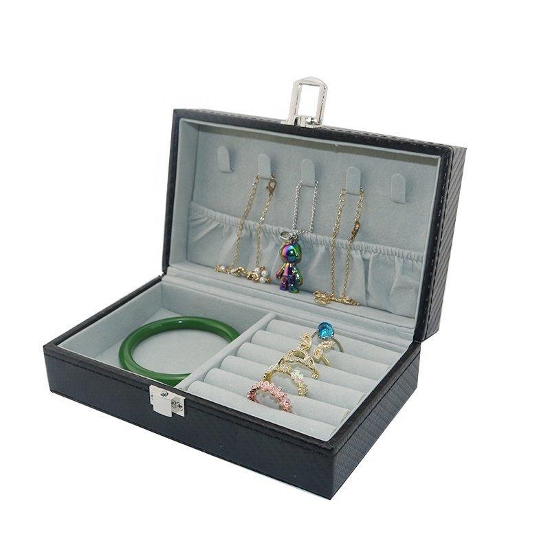 Мужской органайзер для украшений из PU кожи с углеродным волокном, на замке (арт. 2611634)