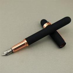Металлическая перьевая ручка с черным корпусом и розовым золотом, на заказ (арт. 2611644)