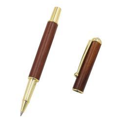 Роскошная роллер-ручка из дерева с кристаллами, золотая клипса, подарочный набор (арт. 2611672)