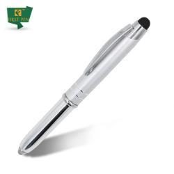 Металлическая ручка с LED-подсветкой и стилусом, с логотипом на заказ (арт. 2611732)