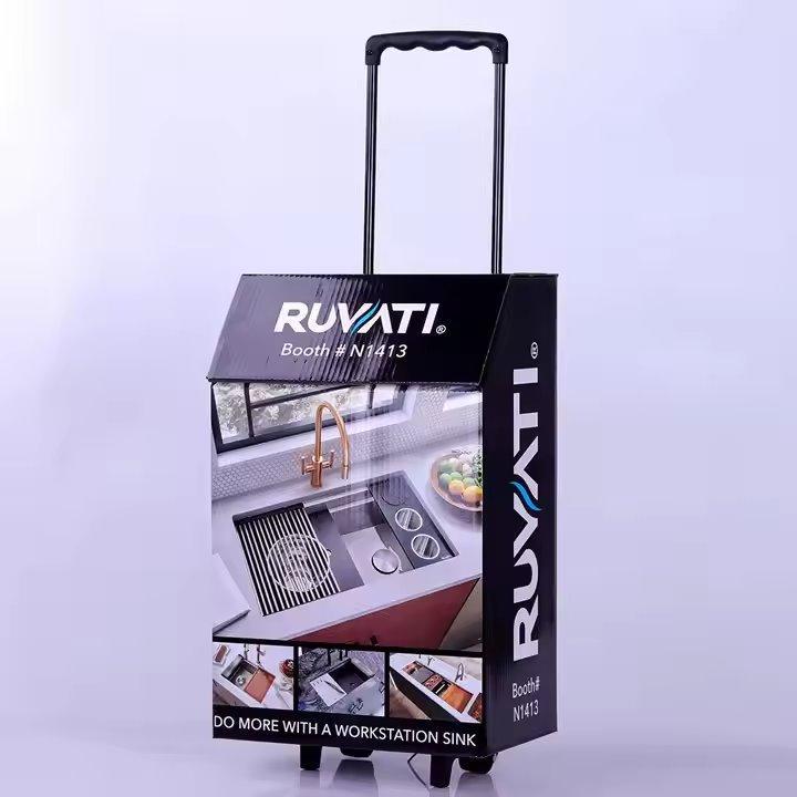 Картонный trolley box с двойными стенками, складывающийся для выставок с колесами (арт. 1112995)