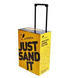 Картонный роллер с печатью для выставок, бумажный trolley box с колесами для торговых выставок (арт. 1112997)