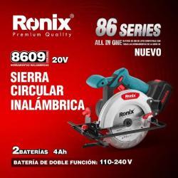 Аккумуляторная циркулярная пила Ronix 8609, 20V, 4000 об/мин, 165 мм, с регулировкой глубины реза (арт. 25-18031381)