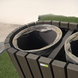 Деревянная двойная урна для мусора, большая коммерческая урна, для общественного использования (арт. 3112433)