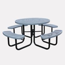 Круглый металлический стол для пикника, переносной, с скамьями, для ресторанов и школ (арт. 3112457)