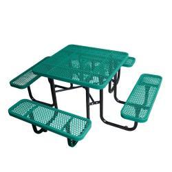Металлический стол для пикника с скамьями, для ресторанов и детских площадок, уличный стиль (арт. 3112458)