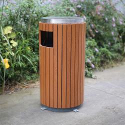 Круглая деревянная урна, большая, для парков и улиц, из стали и дерева (арт. 3112485)