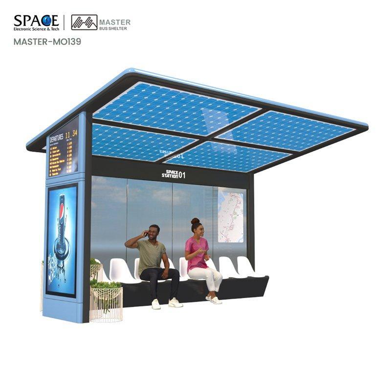 Автобусная остановка с киоском-скамьей из алюминиевого профиля и рекламными световыми коробами (арт. 25-3071774)