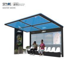 Автобусная остановка с киоском-скамьей из алюминиевого профиля и рекламными световыми коробами (арт. 25-3071774)