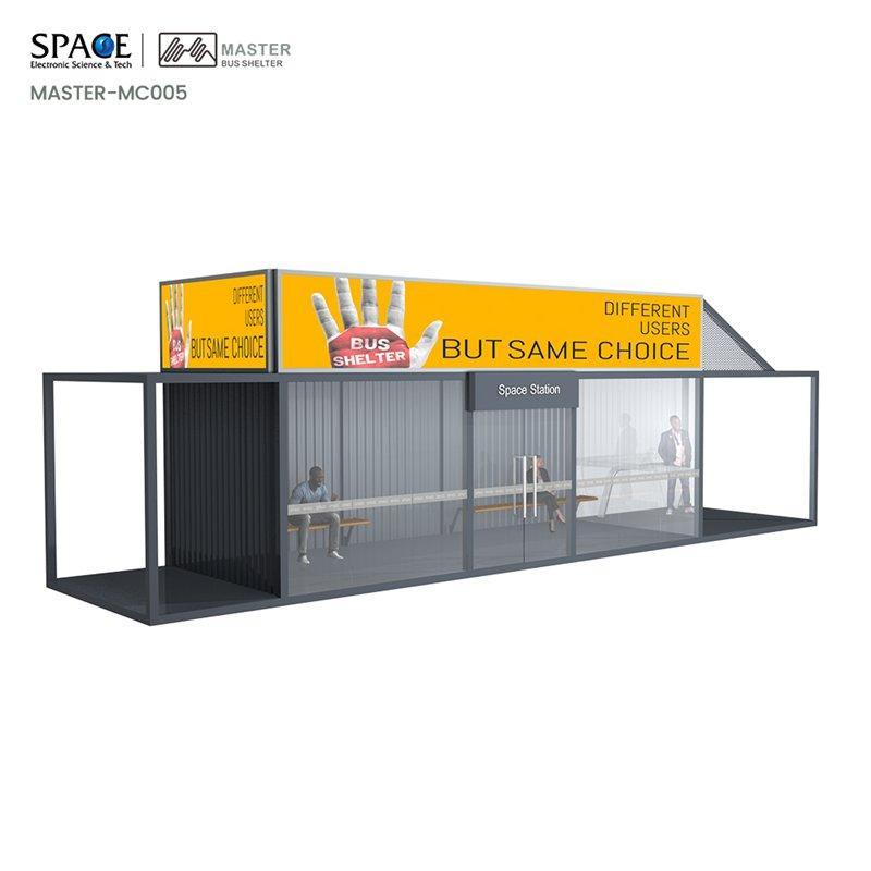 Автобусная остановка с кондиционером, прямоугольный дизайн, закрытая, индивидуальная (арт. 25-3071801)