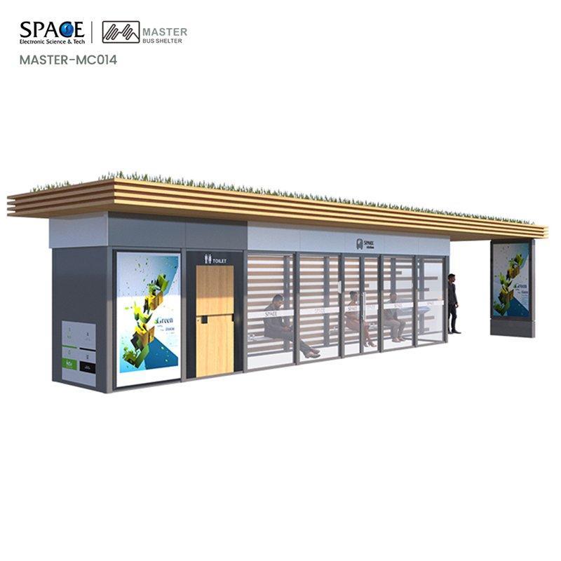 Автобусная остановка с кондиционером, прямоугольный дизайн, закрытая, индивидуальная (арт. 25-3071845)