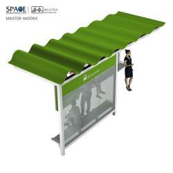 Автобусная остановка с LED световым коробом, стальная конструкция, алюминиевая рама, скамейка в комплекте (арт. 25-3071846)