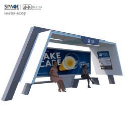 Стоянка для автобусов с большой вместимостью и современной крытой скамейкой (арт. 25-3071849)