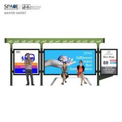 Алюминиевая автобусная остановка с прямоугольной формой и индивидуальным размером рекламного щита (арт. 25-3071857)