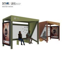 Уличная автобусная остановка с LED подсветкой, алюминиевый корпус, стальная рама (арт. 25-3071877)