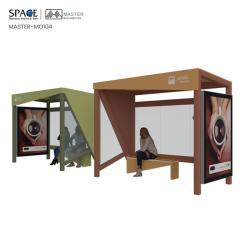 Уличная автобусная остановка с LED подсветкой, алюминиевый корпус, стальная рама (арт. 25-3071877)