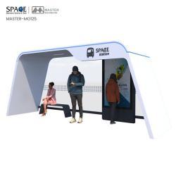 Рекламная вывеска на автобусной остановке с киоском ожидания (арт. 25-3071908)