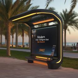 Солнечная скамейка с беспроводной зарядкой и USB-портами для открытых пространств (арт. 25-3072122)