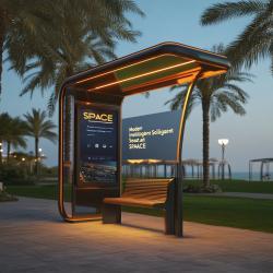 Солнечная скамейка с беспроводной зарядкой и USB-портами для открытых пространств (арт. 25-3072122)