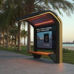 Солнечная скамейка с беспроводной зарядкой и USB-портами для открытых пространств (арт. 25-3072122)