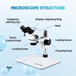 Бинокулярный стереомикроскоп с LED-подсветкой, увеличение 3.5X-50X, дополнительные объективы 0.5X (арт. 25-9071927)