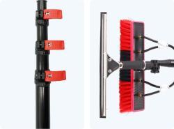 Многофункциональная щетка для очистки солнечных панелей и окон с телескопической штангой и скребками (арт. 25-1407905)