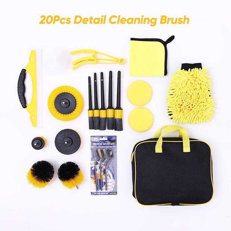 Набор щеток для автомобиля с насадкой на дрель и миттеном из шениля, 20 шт. (арт. 25-1408031)