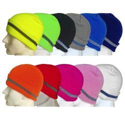 Шапка зимняя унисекс с отражающей полосой мягкая вязаная (арт. 25-5080037)