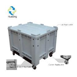 Ящик пластиковый серый с крышкой и колесами для склада (арт. 25-5081898)