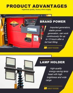 Осветительная башня мобильная на прицепе с дизельным генератором 9 м (арт. 25-5083196)