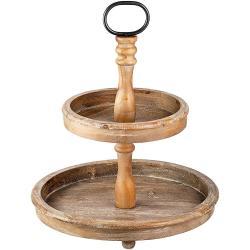 Поднос деревянный винтажный многоуровневый круглый (арт. 25-5085751)