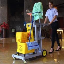 Тележка уборочная складная пластиковая серая многофункциональная (арт. 25-5085762)