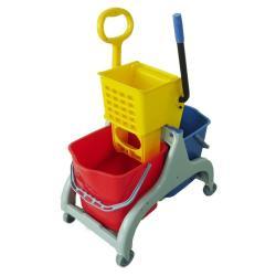 Тележка уборочная пластиковая с отжимом и ведром желтая (арт. 25-5085775)