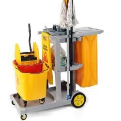 Тележка уборочная пластиковая складная с крышкой серая (арт. 25-5085787)