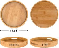 Поднос круглый деревянный бамбуковый экологичный (арт. 25-5085819)