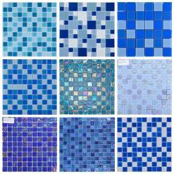 Плитка мозаичная для бассейна стеклянная аква зелено-бело-синяя (арт. 25-5085942)