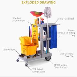 Тележка уборочная пластиковая складная многофункциональная (арт. 25-5085983)