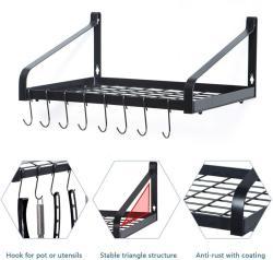 Полка настенная кухонная металлическая черная для крышек (арт. 25-5086110)