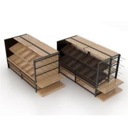 Стеллаж деревянно-металлический для магазина с полками МДФ (арт. 25-19080019)